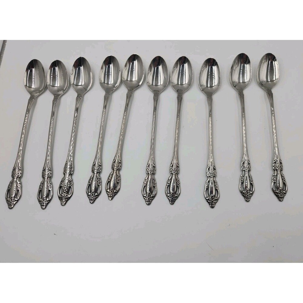 10 Oneida Raphael Stainless Iced Tea Spoons Flatware Silverware